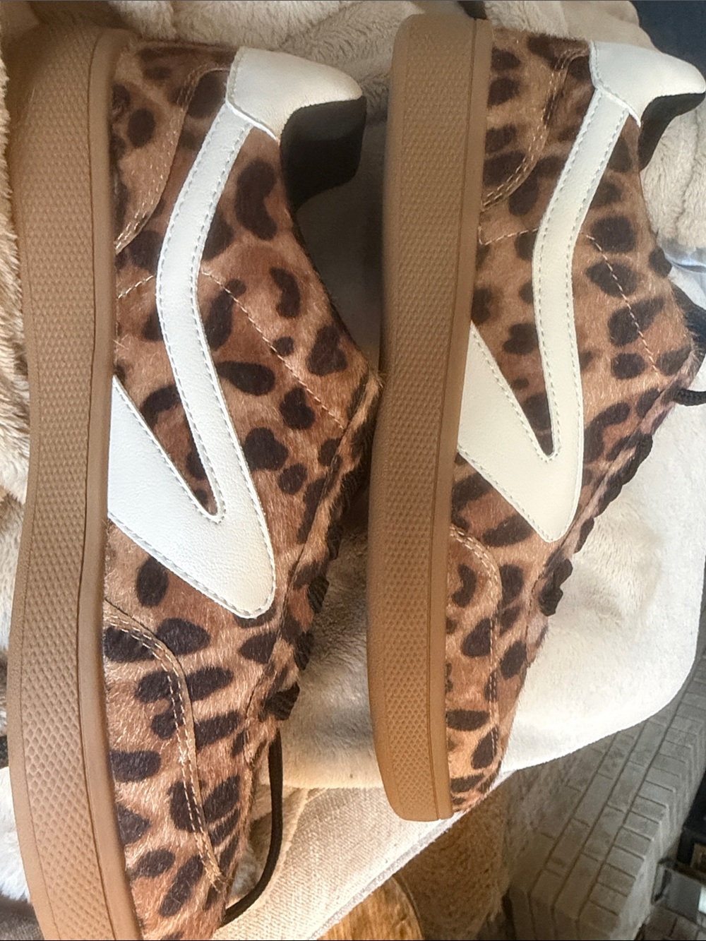 New Dolce Vita Leopard Print Casual Sneakers with White Accent